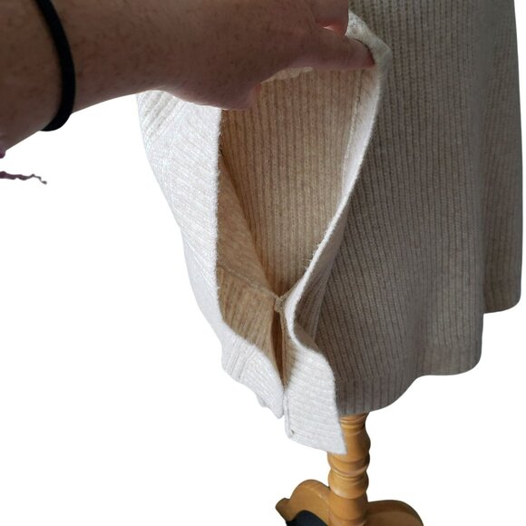 LOFT Button Turtleneck Poncho Cream Oatmeal M/L Knit Sweater Coastal Nautical - Picture 10 of 14